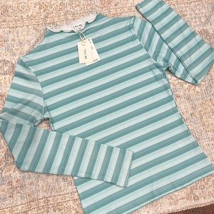 NWT Teal Stripe Ribbed Long Sleeve